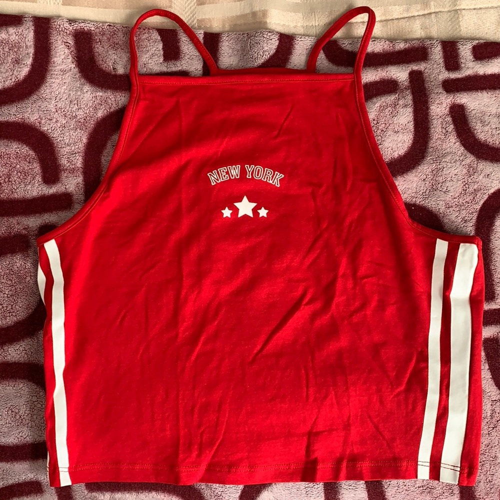 H&M Divided Red New York Tank Top